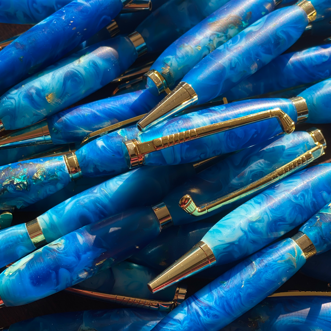 Epoxy Pens - Blue, Gold and White