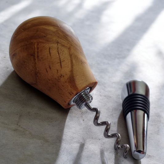 Wine stop and corkscrew