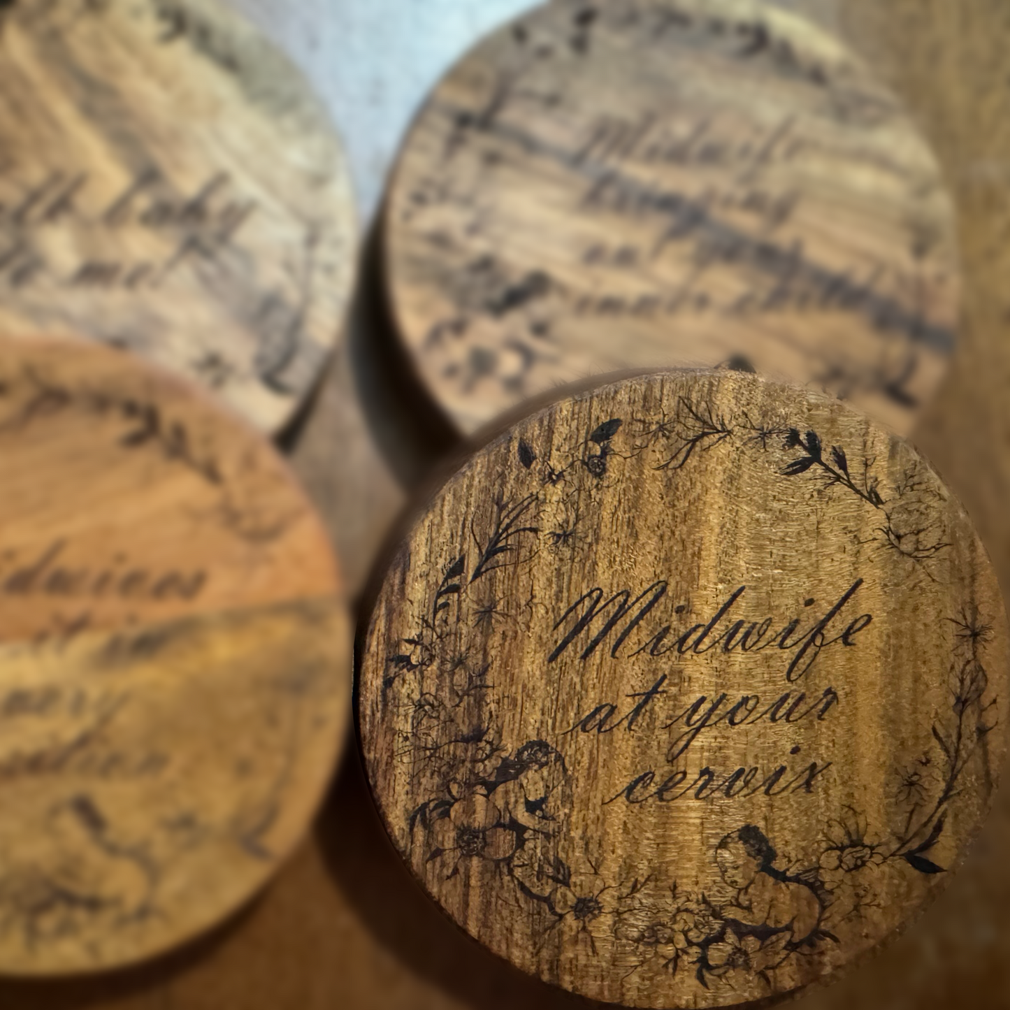 Personalised Acacia Wood Coasters - Set of 4