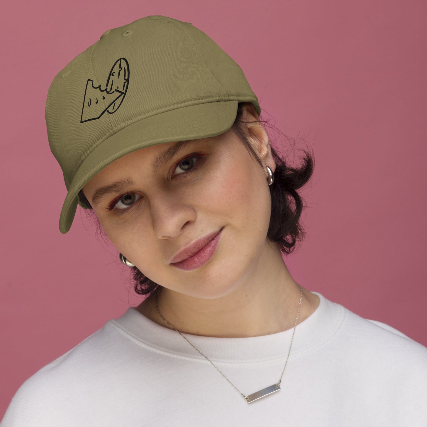 Black Embroidered Organic dad hat