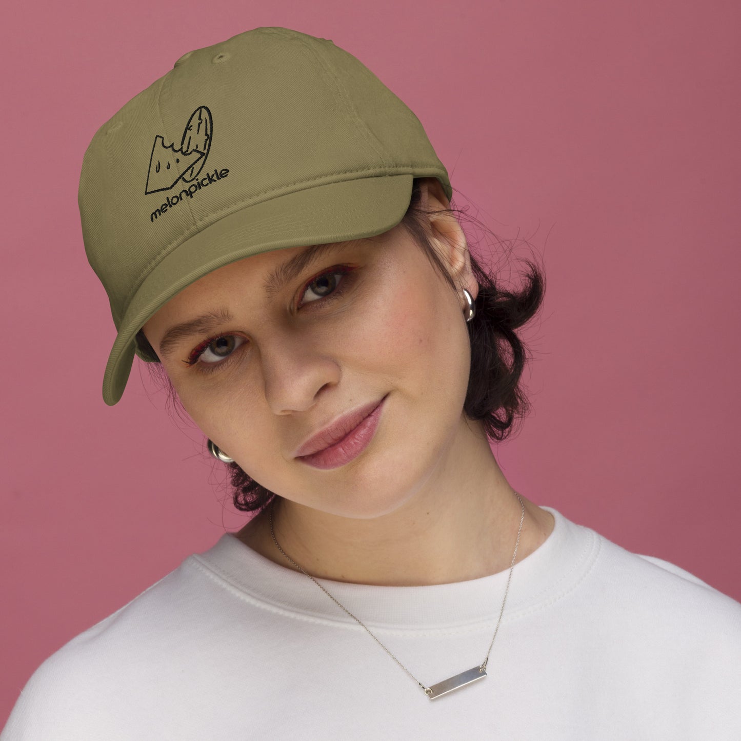 Black Thread Embroidered MelonPickle Organic dad hat