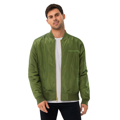 Green Embroidered premium recycled bomber jacket