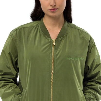 Green Embroidered premium recycled bomber jacket