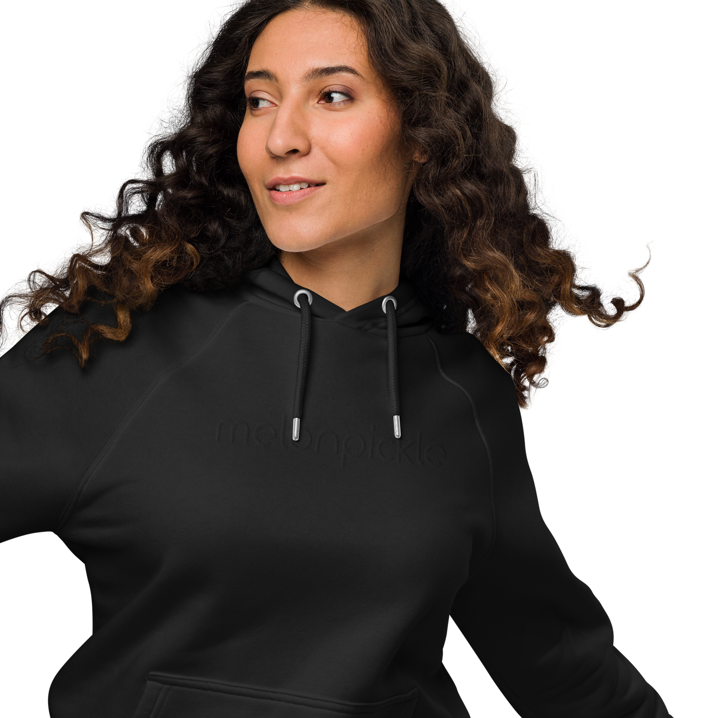 Black Embroidered Unisex eco raglan hoodie