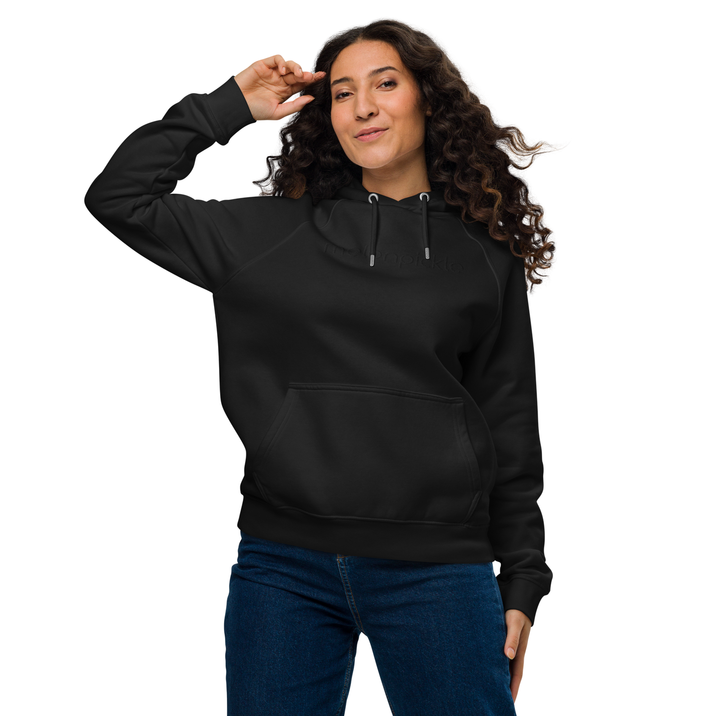 Black Embroidered Unisex eco raglan hoodie