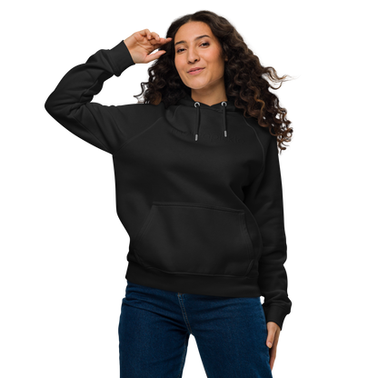 Black Embroidered Unisex eco raglan hoodie