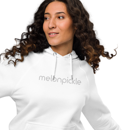 White Embroidered Unisex eco raglan hoodie