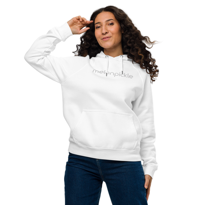 White Embroidered Unisex eco raglan hoodie